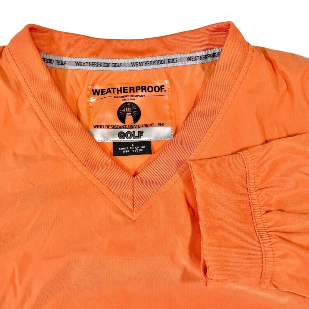 Weatherproof L Orange Pullover Windbreaker‎ Convertible Golf Jacket Gorpcore